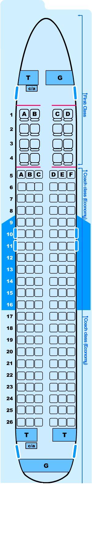 Mapa de asientos Northwest Airlines Airbus A320 200 Domestic - Plano ...